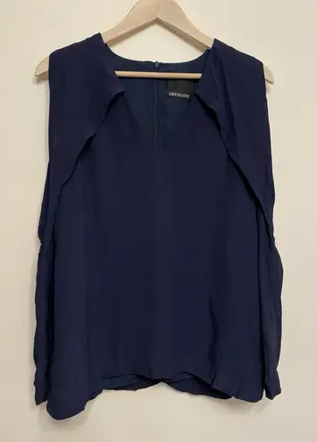 C/MEO COLLECTIVE Cold Shoulder Top Women Large Navy Blue Lined Blouse Anthro