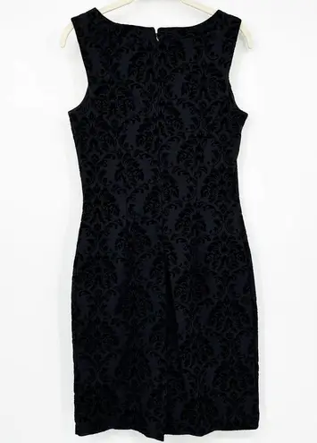 J. McLaughlin  Womens Ponte Knit Velvet Brocade Amelia Sheath Dress Size XS Black