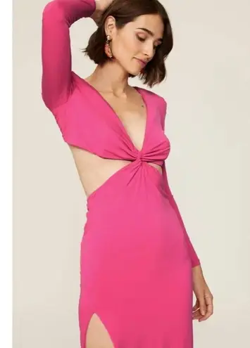 Nookie Rent the runway sz small pink jewel long sleeve cutout twist front dress