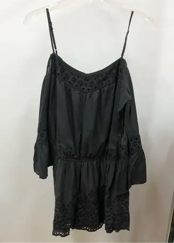 American Eagle  Outfitters Off shoulder romper eyelet charcoal womens size medium