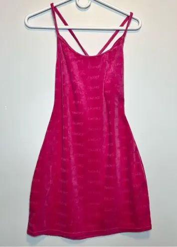 SKIMS KIM KARDASHIAN Hot Pink Velour Logo Mini Dress