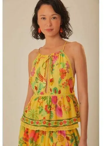 Farm Rio ππ Yellow Delicate Fruit Garden Sleeveless Blouse ~ Medium NWT