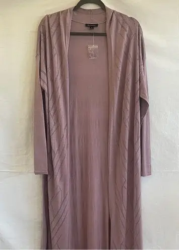 H by Halston Cardigan Womens 1X Light Purple Mauve Duster Open Front Dainty Boho