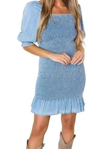 Tea N Rose Soft Denim Blue Mini Stretch Spring Break Dress ~ Women's Size SMALL