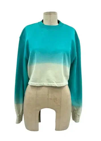 Apparis Karine Sweatshirt Top Organic Cotton Ombre Cropped Aqua Blue Size Small