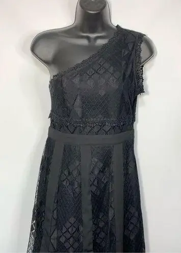 Foxiedox  Women's One Shoulder Sleeveless Juliet One Lace Gown Black Size Small