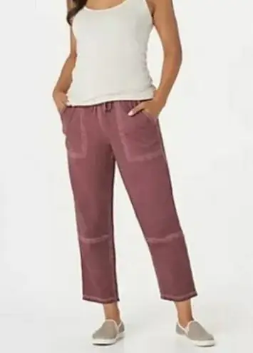 LOGO By Lori Goldstein Pink Distressed Terry Pants Sweats