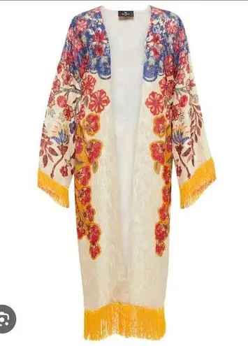 Etro Floral Kimono with Fringe Red Size undefined