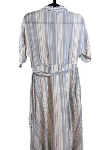 Women’s Linen Blend Midi Dress Small Relaxed Coastal Cottagecore Light Academia White