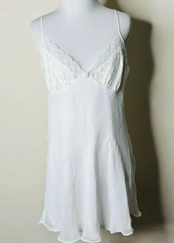 Lord and Taylor Vintage White Satin Ruffle Hem Slip