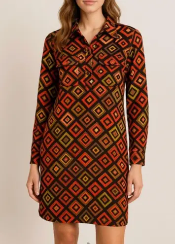 Uncle Frank Anthropologie Multicolor Retro Geometric Long Sleeve Mini Dress XS