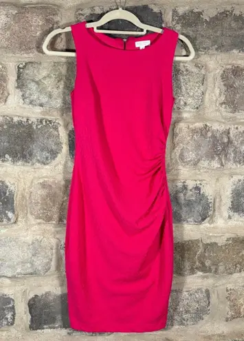 Bisou Bisou Michele Bohbot Pink Sleeveless Ruched Bodycon Dress Woman's Size 2