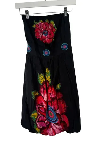 Desigual Vintage Strapless Mini Sun Dress Boho Artsy Y2K Womens 38 US Small 6