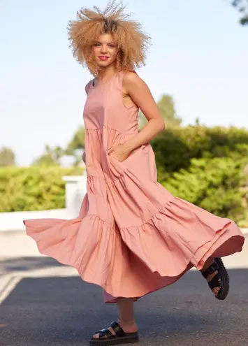 The Comfy And Ready Penny Pocket Maxi Dress Size Small In Salmon