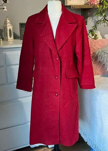 Red Vintage Long Wool Coat Womens 8P Prelude Excellent Condition
