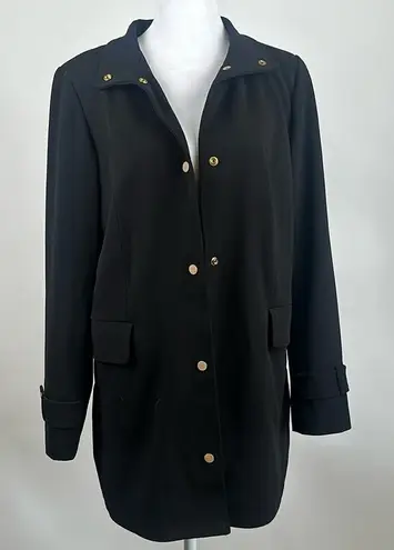 Dennis Basso Luxe Crepe Snap Front Jacket with Printed Lining Black Size 4 NWOT