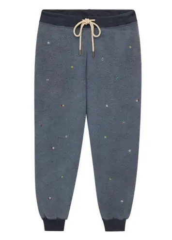 The Great The Sherpa Cropped Sweatpant Vintage Navy Ditsy Floral Embroidery 2 M