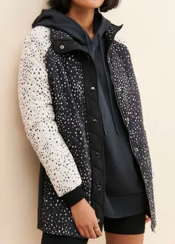 Saltwater Luxe Women's XS Black Polka Dot Puffer Jacket Mid-Length
