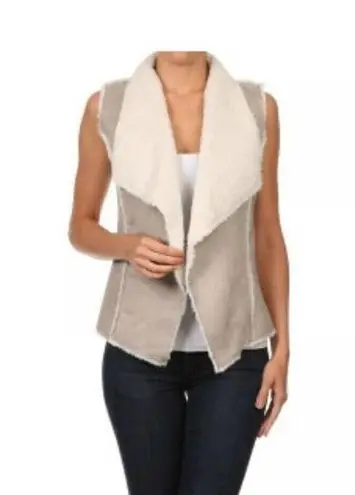 Lola & Sophie Cardigan Sweater Small Gray Open Front Suede RN#22535