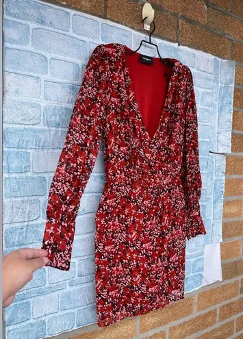 The Kooples FLOWING RED DRESS WITH FLORAL MOTIF SIZE 0