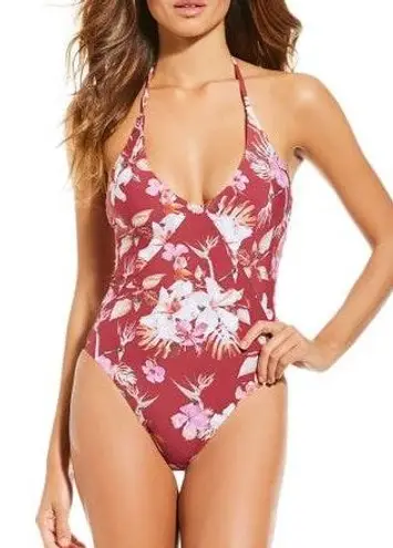 Gianni Bini One Piece Floral Kailua Swim Suit Red