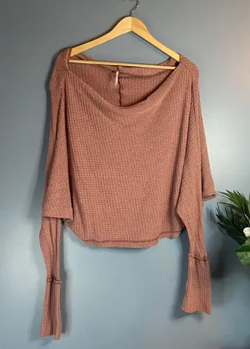 Free People Mauve Slouchy Knit Long Sleeve Top