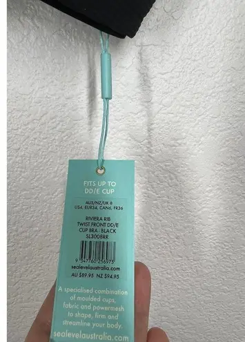 Sea Level Riviera Rib Twist Front Bikini Top Size 4 DD/ E Cup Black