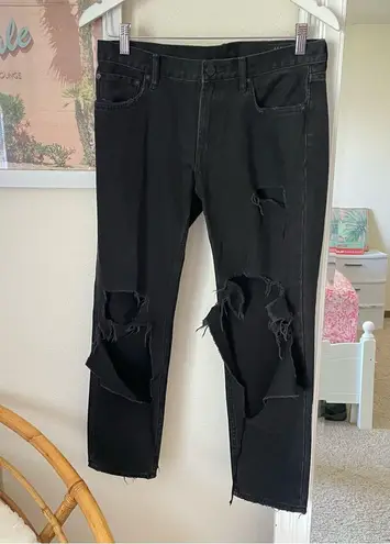 All Saints Muse Destroyed Ripped Slim Jeans in Black Wash Size 28