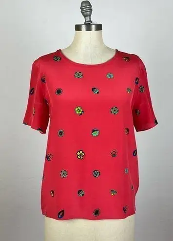 Paul Smith Red Floral Silk Blouse Size 4