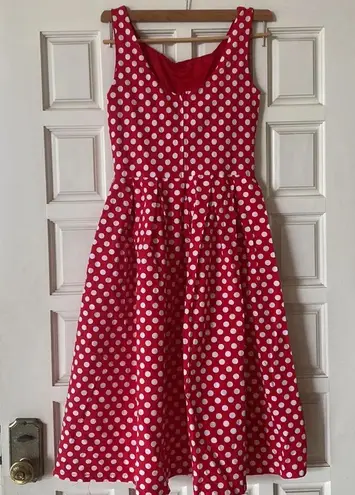 The best rockabilly retro polka dot swing dress ever made Red Size 10