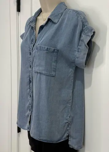Velvet Heart Edison Shirt Chambray Button Up Short Sleeve Blue Pocket Small New