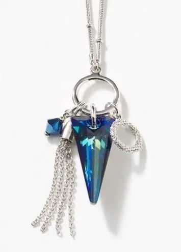 Bermuda Touchstone Crystal  Triangle Multicolor Rhodium Necklace