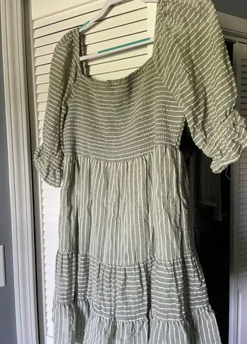 White Birch Green And White Dress