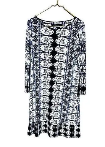 Ivanka Trump Navy Black White Sheath Dress Medium EUC