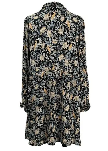 Hem & Thread Black Paisley Boho Long Sleeve Dress Size L