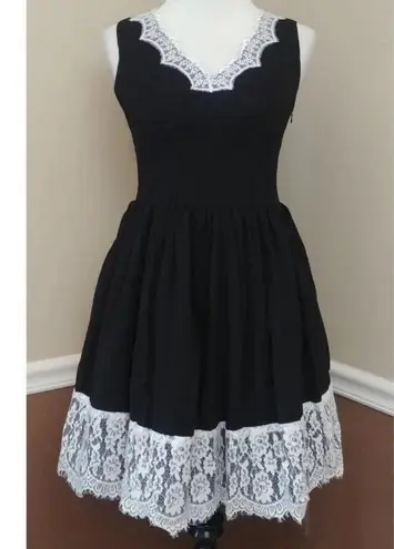 Chi Chi London Black & White Lace Fit & Flare Rockabilly PinUp Modcloth Dress