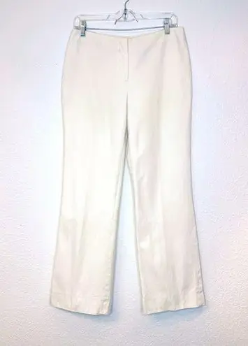 Burberry  London Off White Cotton Blend Flat Front Trouser Pants Size USA 8