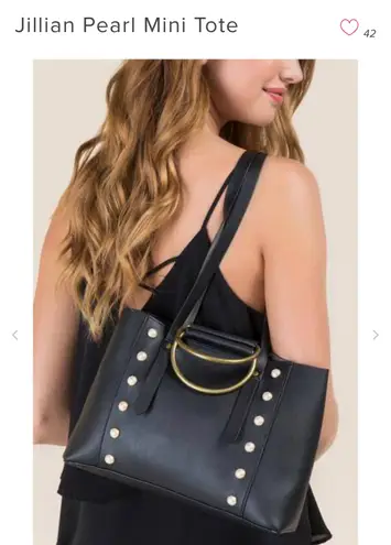 Vegan Leather Pearl Jillian Mini Tote Bag Black