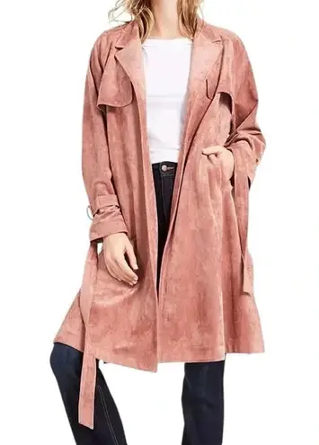 OAT NEW YORK Open Front Pink Faux Suede Trench Coat Size XL New w/ Tag MSRP $149