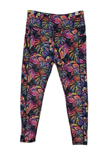 Constantly Varied Gear CVG Women's Leaf Print Leggings Workout High Waist Gym Black Size L