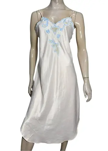Natori Vintage Women’s Size S M Pale Pink Blue Lace Front Spaghetti Strap Gown
