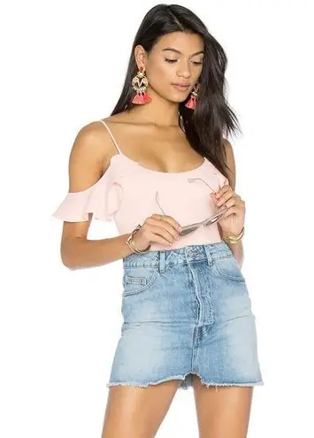 LPA / Revolve Cold Shoulder Ruffle Bodysuit 182 in Peony