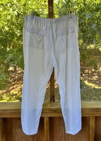 G.H. Bass & Co Women's 100% Linen White Ankle Pants Size 14. NWOT