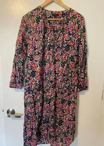 J.Crew  Womens Floral Print Midi Shirt Dress Crew Neck Long Oversized Sleeve XXS