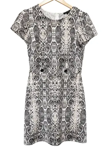 City Studio Snake Skin Print Short Sleeve Sheath Dress Sz 7 Black