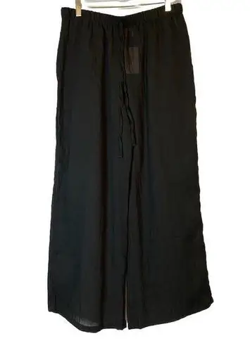 J.Valdi Black Beachy Swim Sheer Coverup Pants Wide Leg SZ M WOMENS Pockets NWT Size M