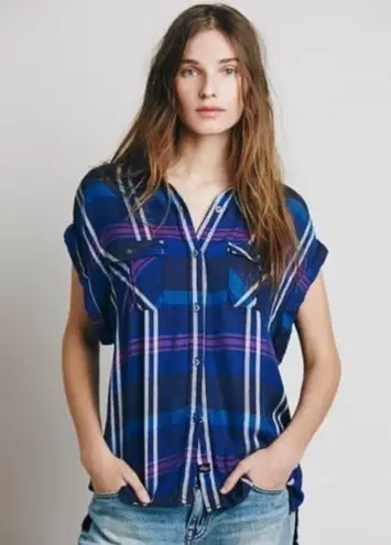 Rails Free People Short Sleeve Button Down Flannel Shirt