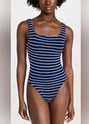 Hunza G Square Neck striped Swim One Piece, BRAND NEW, $255 Blue Size undefined