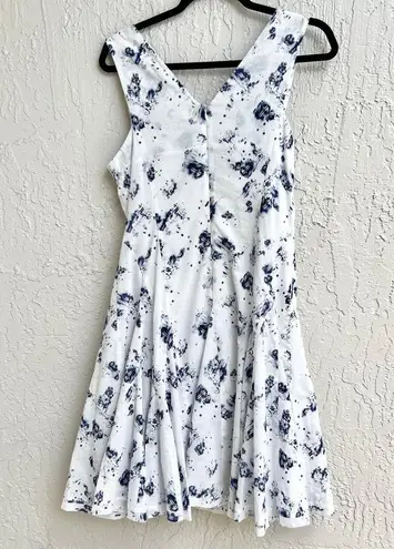 Rebecca Taylor  Sleeveless Floral Print Bow Mini Dress Blue White Women's  US 2