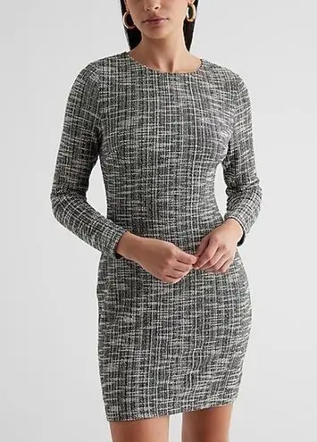 EXPRESS  Tweed Crew Neck Long Sleeve Mini Sheath Dress coctail classy bodycon